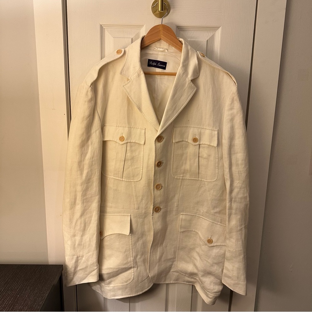 Ralph Lauren Men's Cream Military Jacket